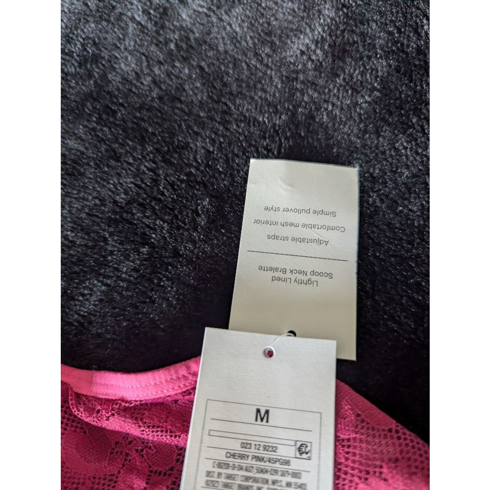 NWT Auden Cherry Pink Lace Bralette M - Picture 2 of 5